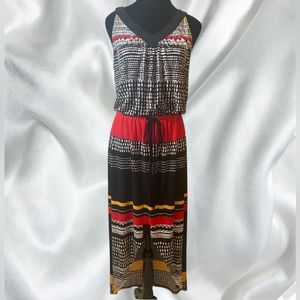 💚NWOT Emma & Michele Sleeveless High-Low Tribal Print Maxi Dress